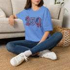 250 Patriotic T-Shirt — USA Flag Number Tee with Stars & Bows (Fourth of July)