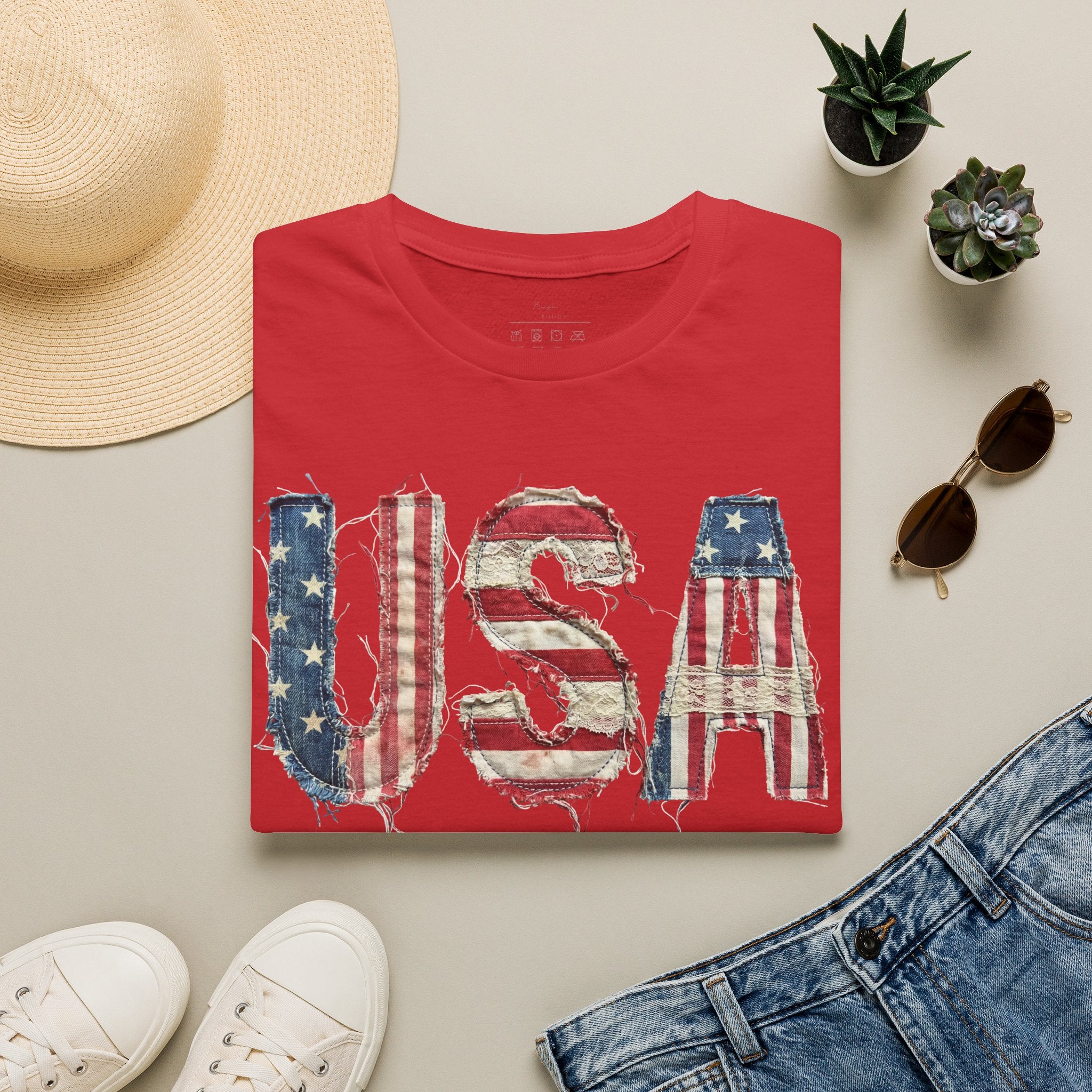 USA Flag Graphic T-Shirt — Distressed Americana Patriotic Tee