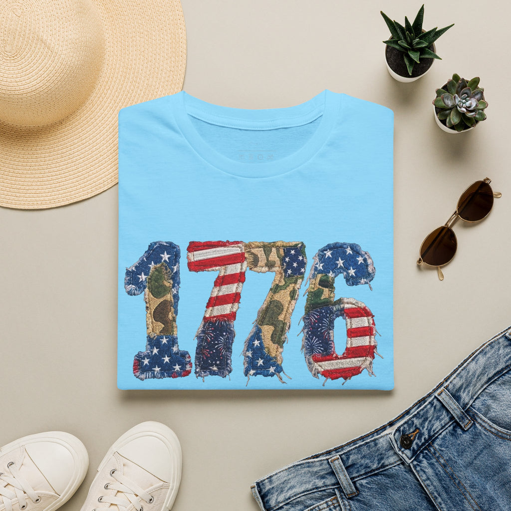 1776 Patriotic T-Shirt — American Flag & Camouflage Vintage Independence Tee