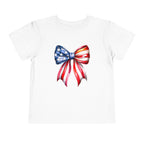 Toddler Tee — Patriotic American Flag Bow Graphic (4th of July Kids Shirt)
