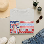 Patriotic Bow Flag T-Shirt – Red White Blue American Floral Plaid Tee
