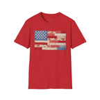 Patchwork American Flag T-Shirt — Vintage Floral Patriotic Tee