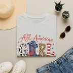 All American Girl T-Shirt — Patriotic USA Leopard & Flag Graphic Tee