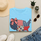 Patriotic Patchwork USA T-Shirt — Quilted Red White & Blue Map Tee