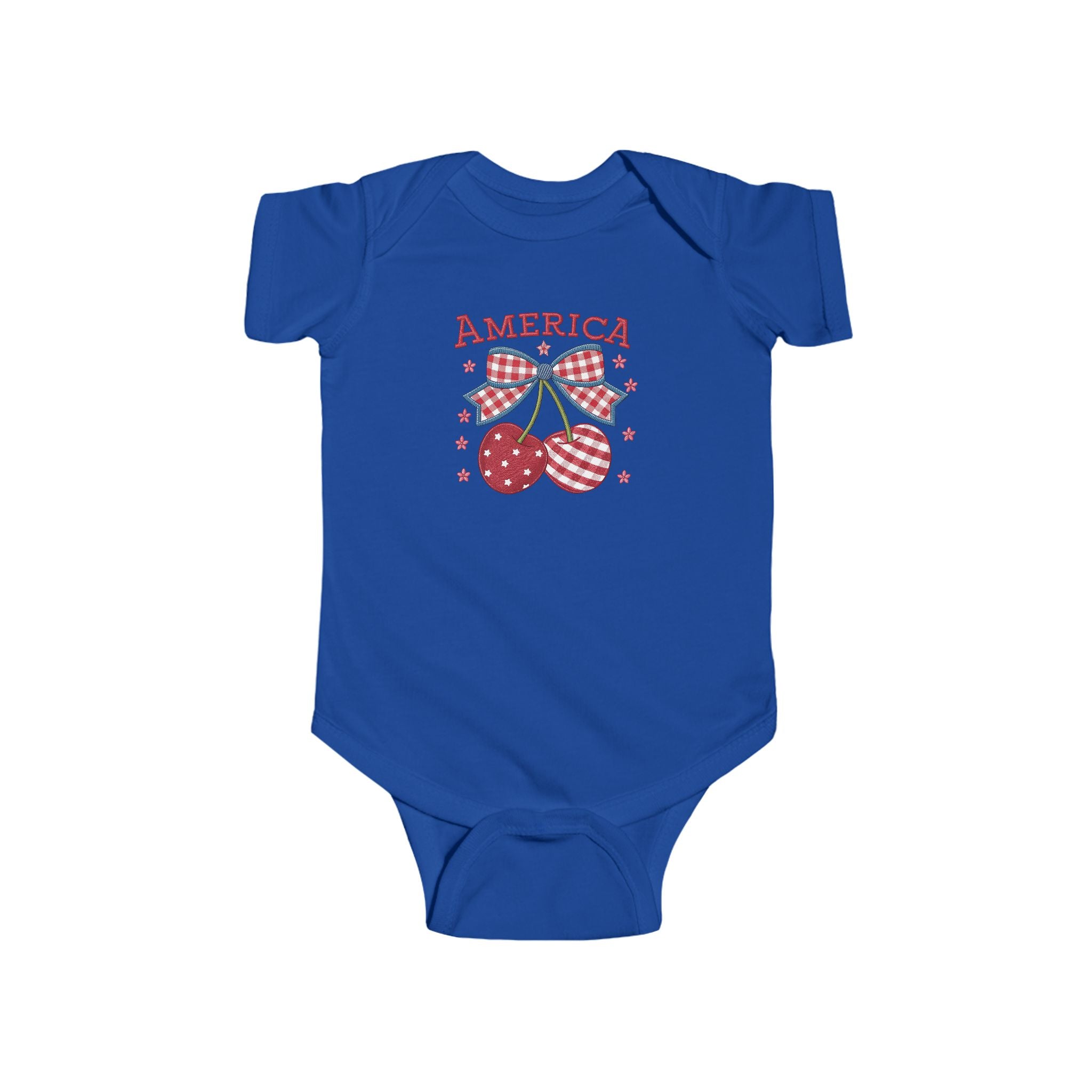 America Baby Bodysuit - Patriotic Cherries 4th of July Infant Onesie