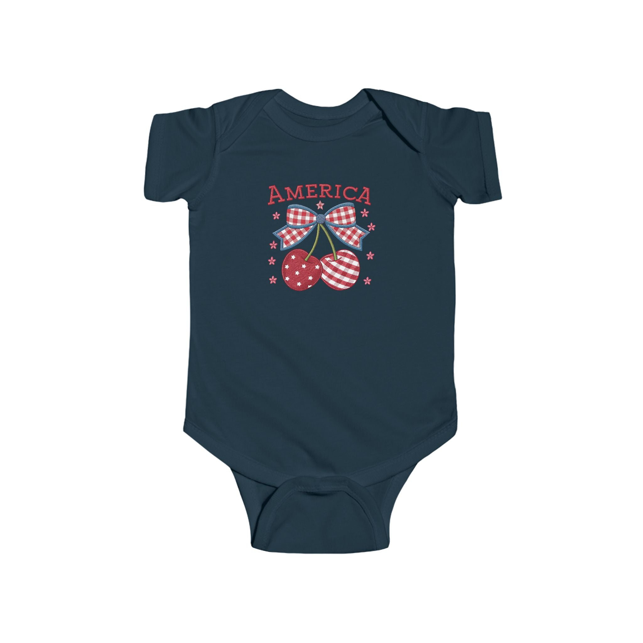 America Baby Bodysuit - Patriotic Cherries 4th of July Infant Onesie