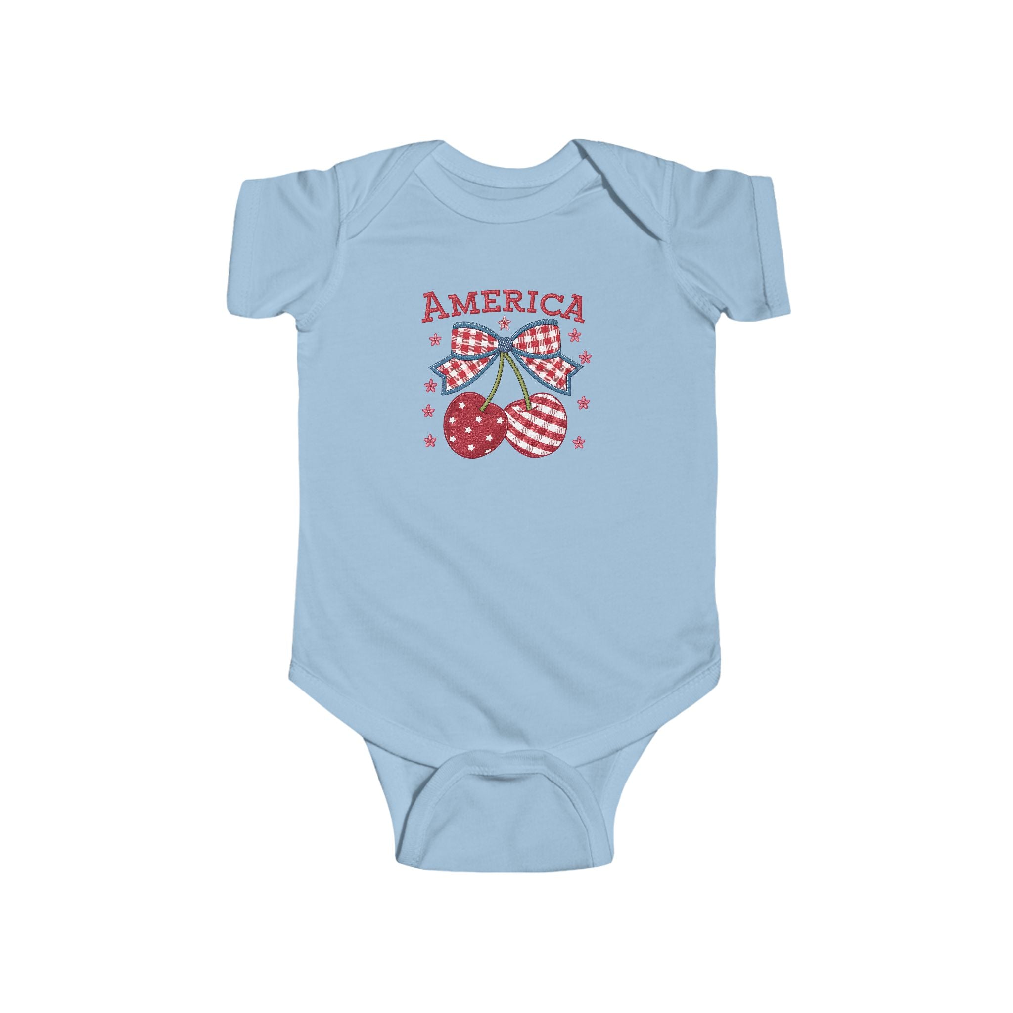 America Baby Bodysuit - Patriotic Cherries 4th of July Infant Onesie