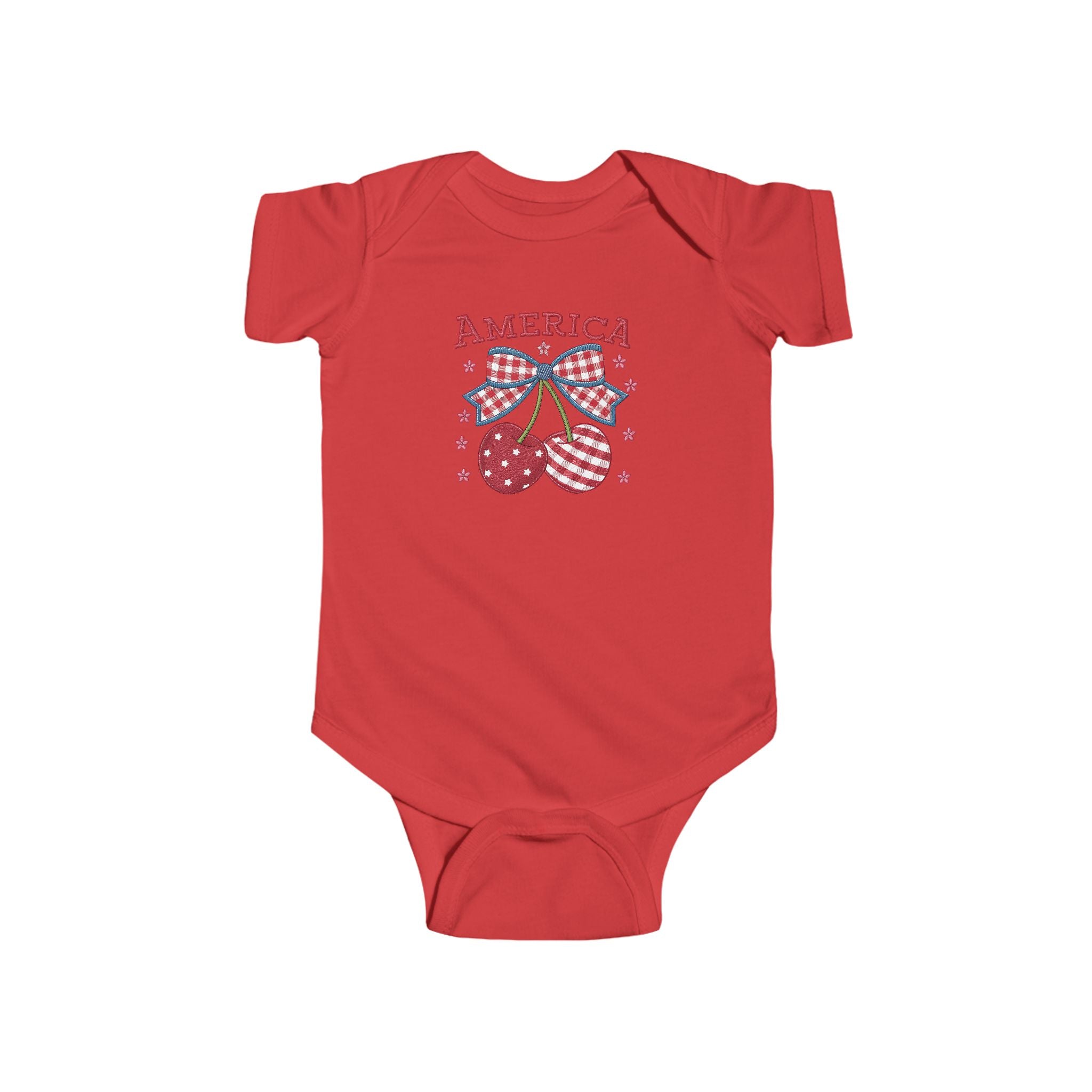 America Baby Bodysuit - Patriotic Cherries 4th of July Infant Onesie