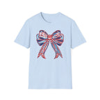Patriotic Red White Blue Bow T-Shirt — 4th of July Americana Graphic Tee