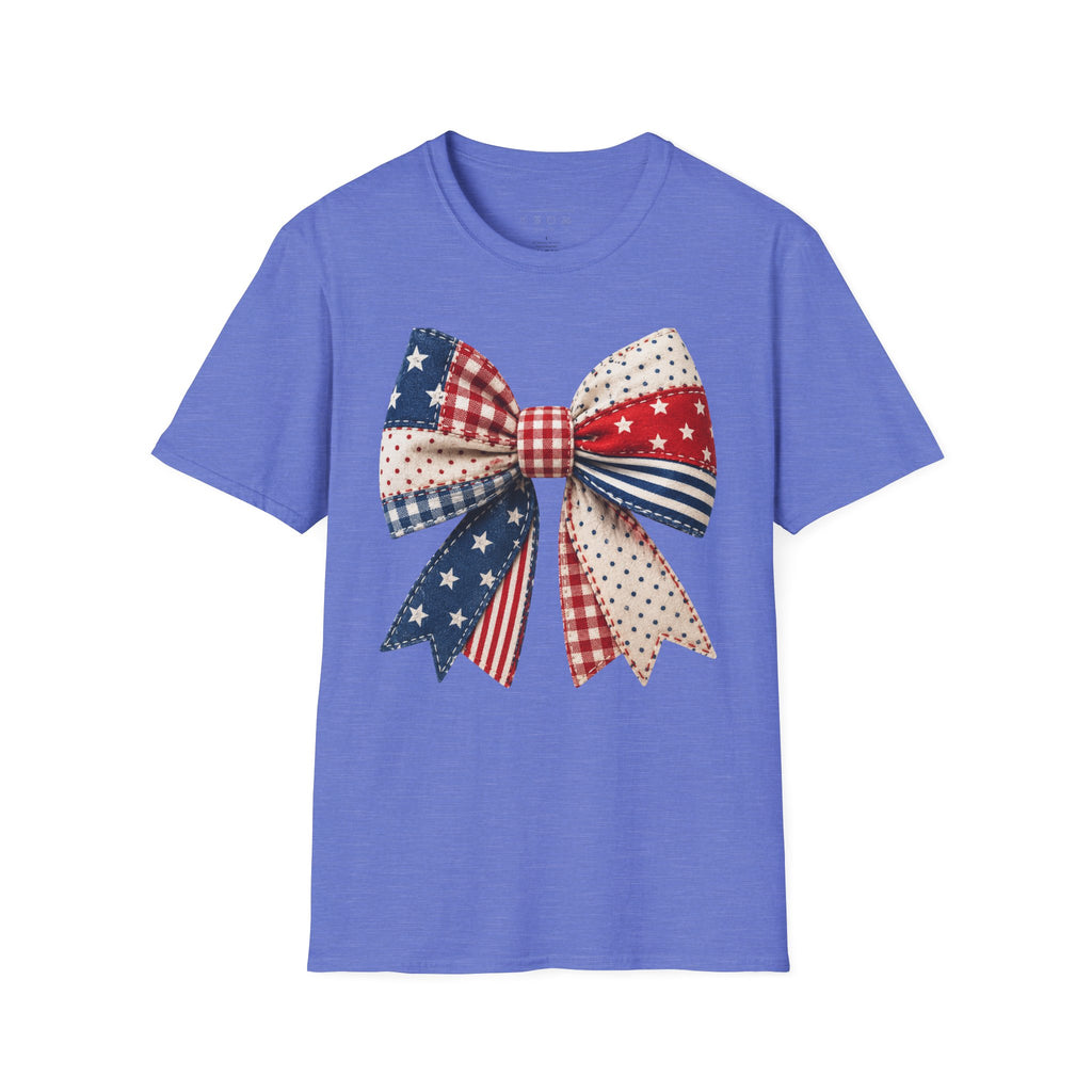 Patriotic Bow T-Shirt — Vintage American Flag Ribbon Tee