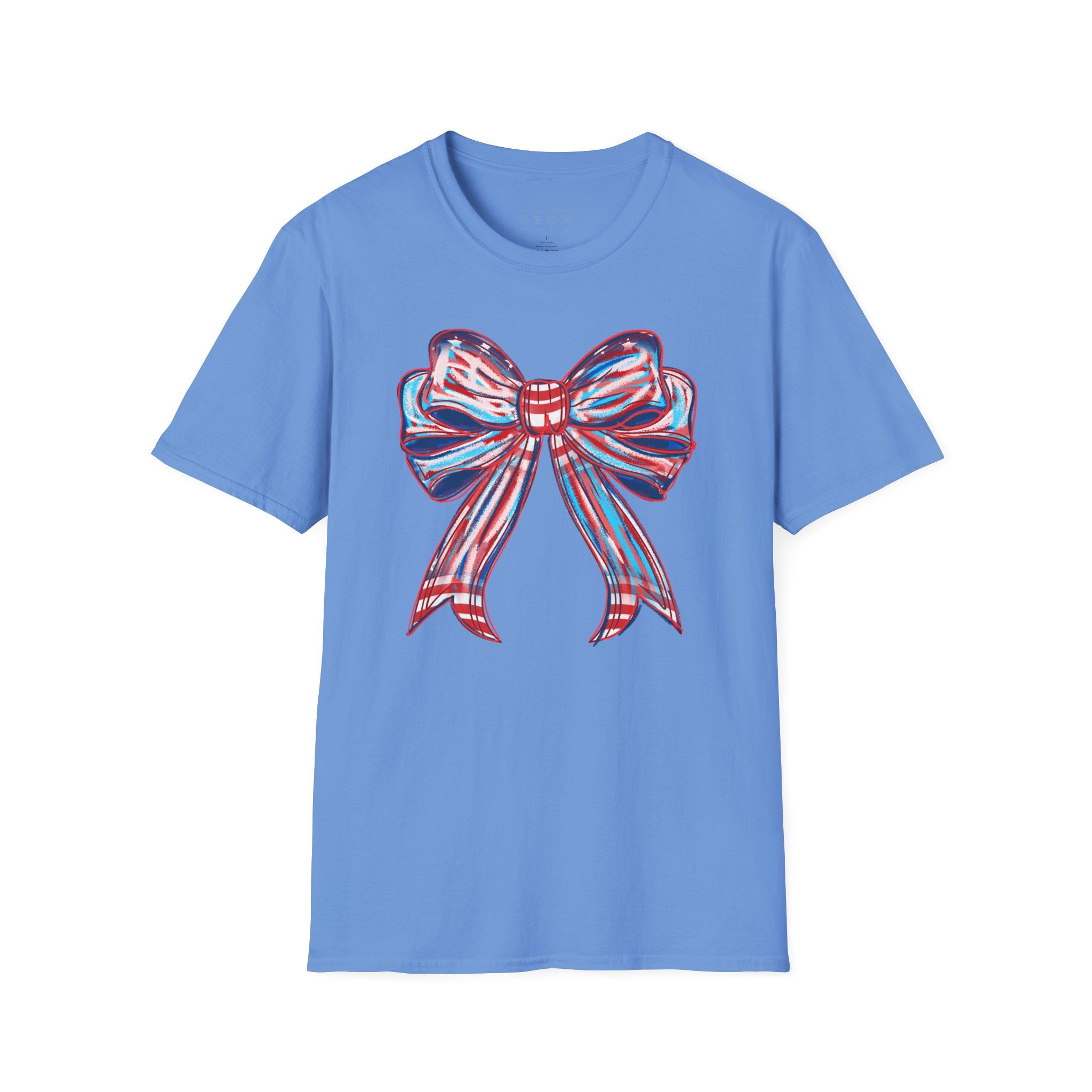 Patriotic Red White Blue Bow T-Shirt — 4th of July Americana Graphic Tee