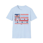 Patriotic Bow Flag T-Shirt – Red White Blue American Floral Plaid Tee