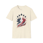 T-Shirt — Patriotic Jet Flyover with American Flag Splash