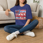 Patriotic Flag Bow T-Shirt — American Red White Blue Fourth of July Tee