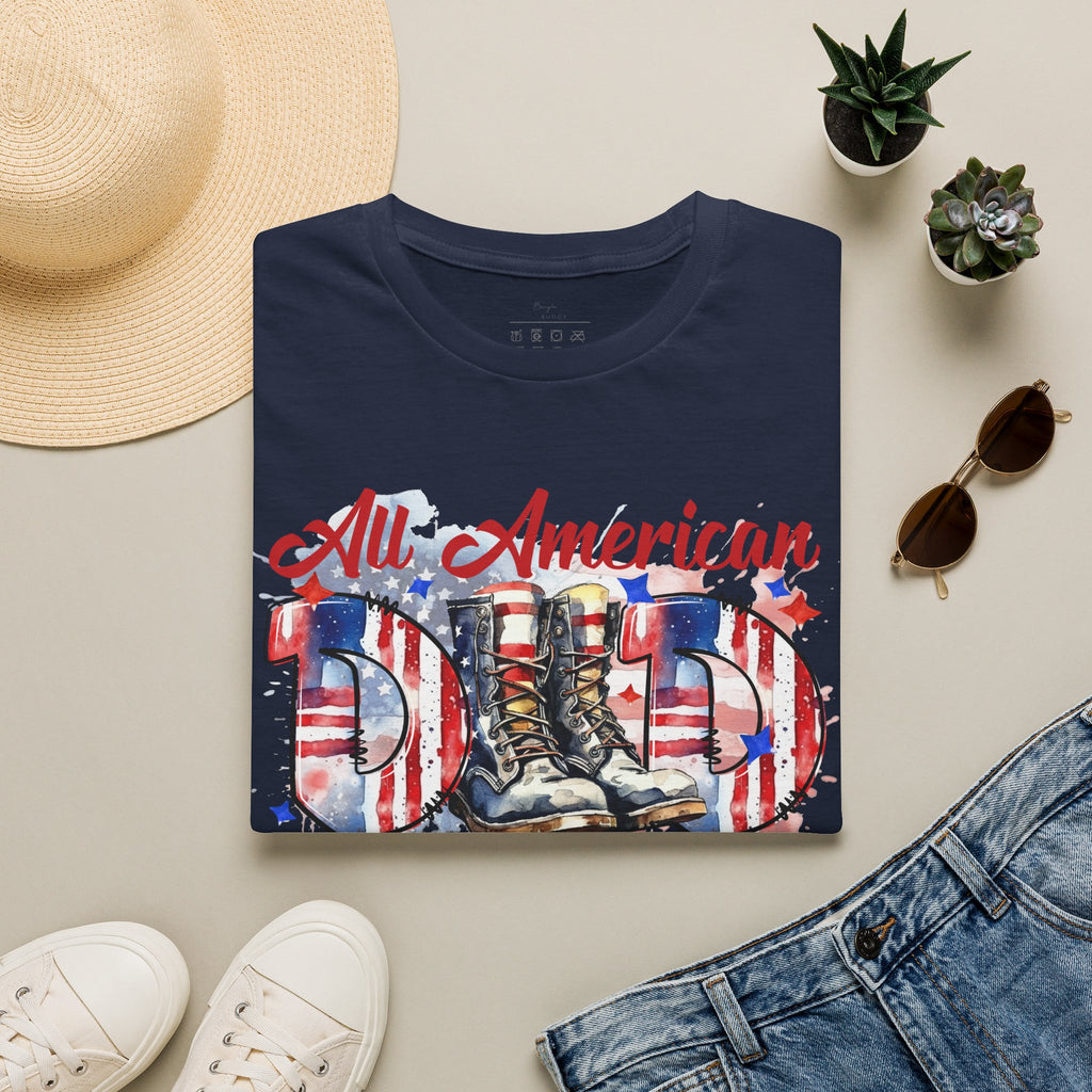 All American Dad T-Shirt — Patriotic Flag Boots Graphic Tee for Father's Day & 4th of July