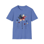 Butterfly Watercolor T-Shirt — Patriotic Red White Blue Floral Graphic