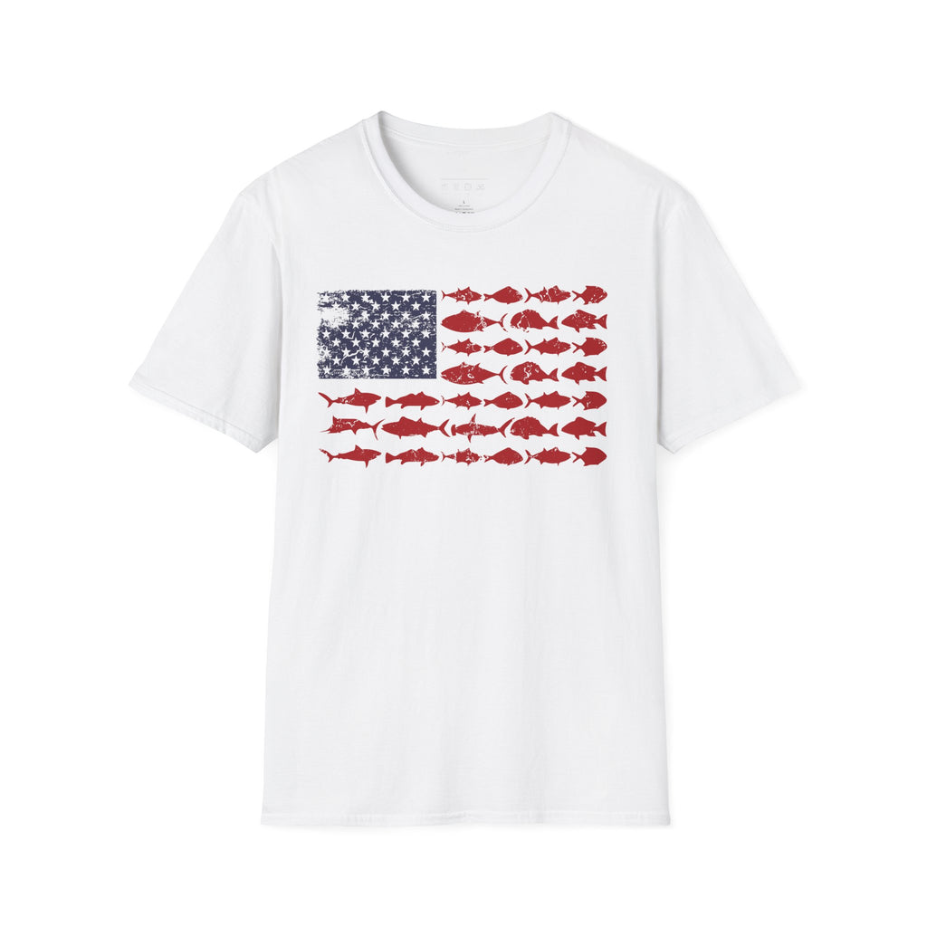 American Fishing Flag T-Shirt — Patriotic Fish Graphic Tee