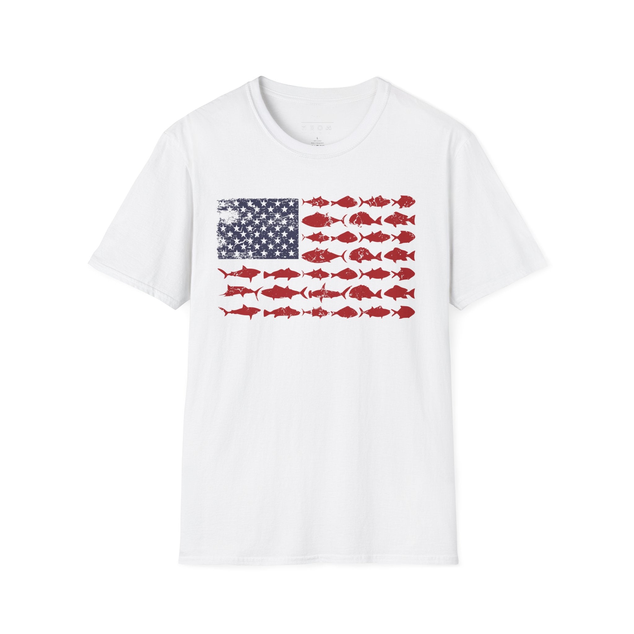 American Fishing Flag T-Shirt — Patriotic Fish Graphic Tee