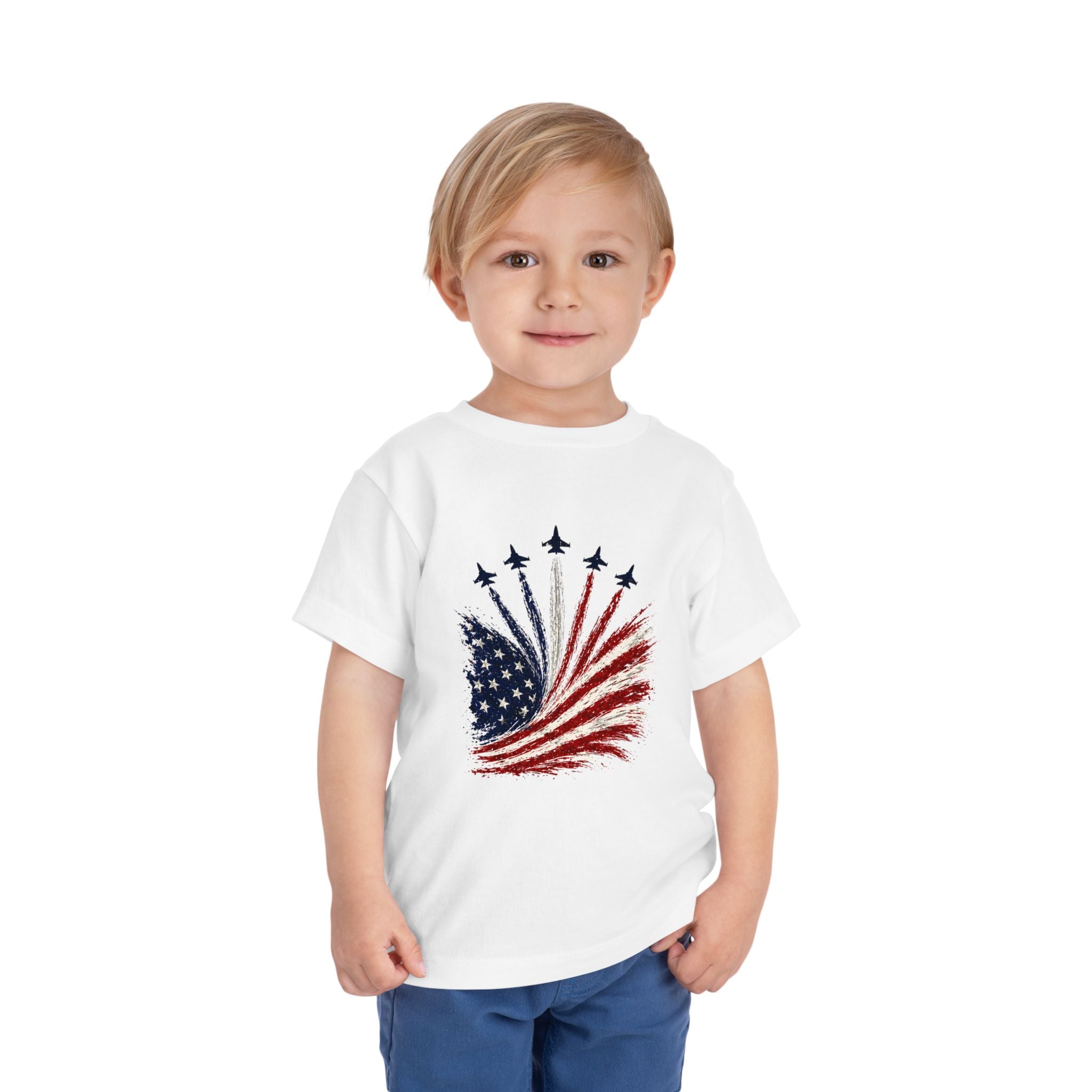 Toddler Tee - Patriotic American Flag Jet Spray Design (Fourth of July)