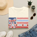 Patriotic Bow Flag T-Shirt – Red White Blue American Floral Plaid Tee
