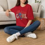 All American Girl T-Shirt — Patriotic USA Leopard & Flag Graphic Tee