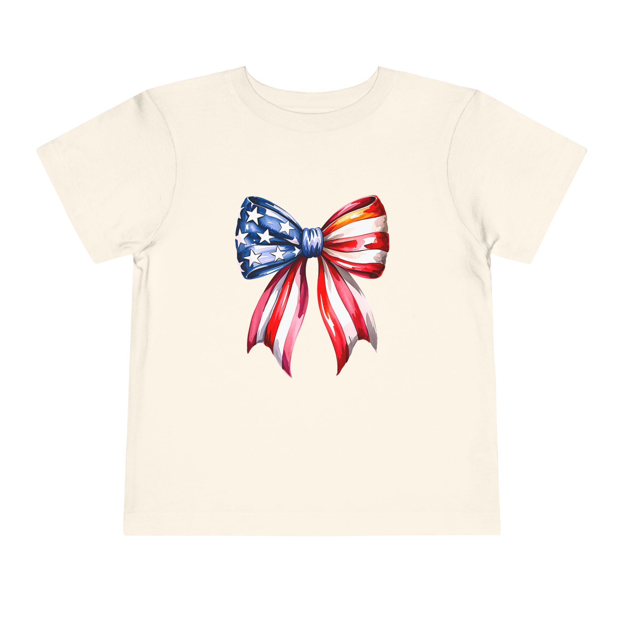 Toddler Tee — Patriotic American Flag Bow Graphic (4th of July Kids Shirt)