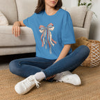 Bow Ribbon T-Shirt — Vintage Americana Floral & Gingham Bow Tee