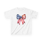 Youth, Kids Tee — Patriotic American Flag Bow Graphic (Fourth of July)