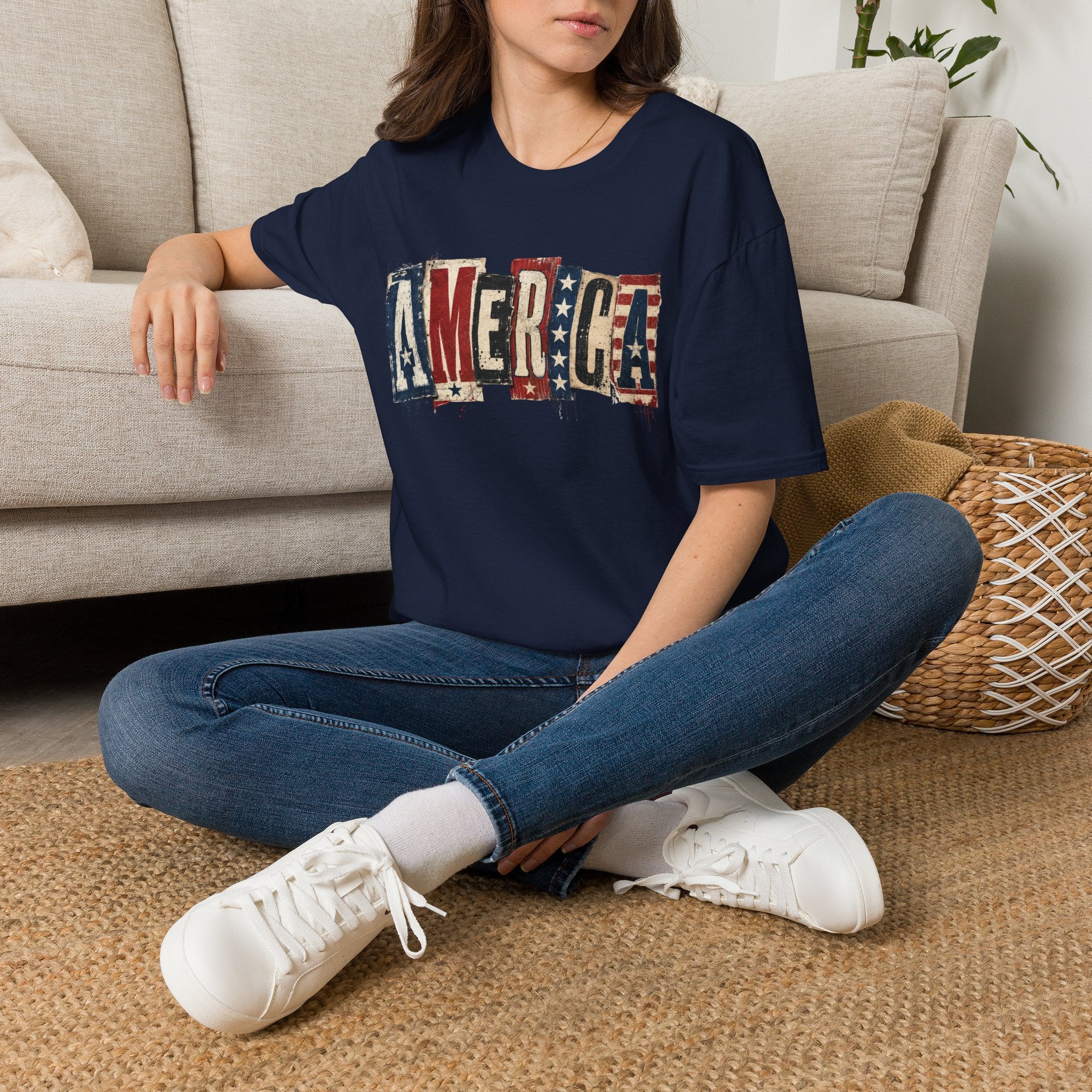 America Vintage Flag T-Shirt — Patriotic USA Graphic Tee for 4th of July
