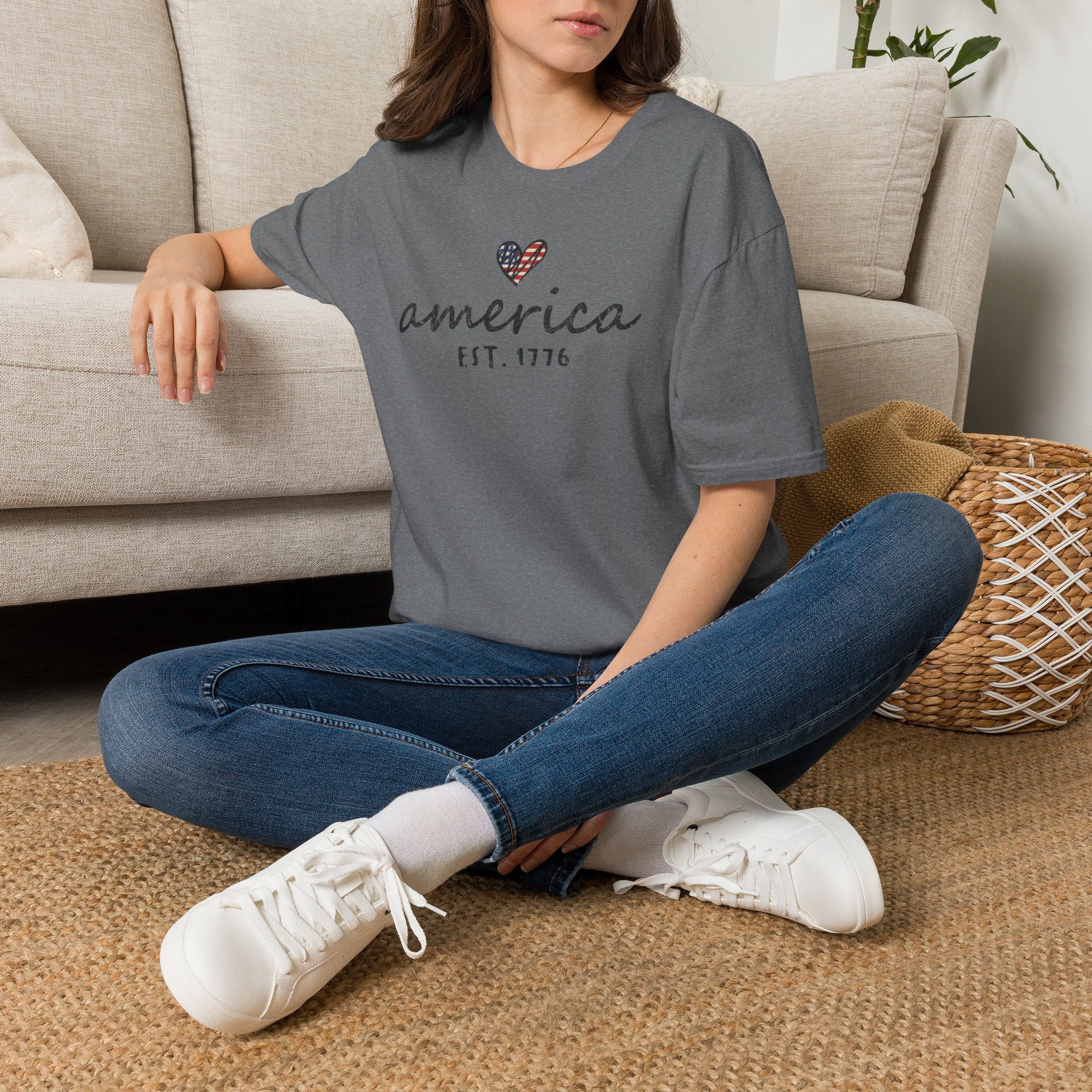 America Est. 1776 Heart T-Shirt — Patriotic USA Independence Day Tee
