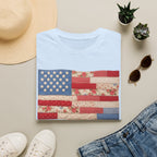 Patchwork American Flag T-Shirt — Vintage Floral Patriotic Tee