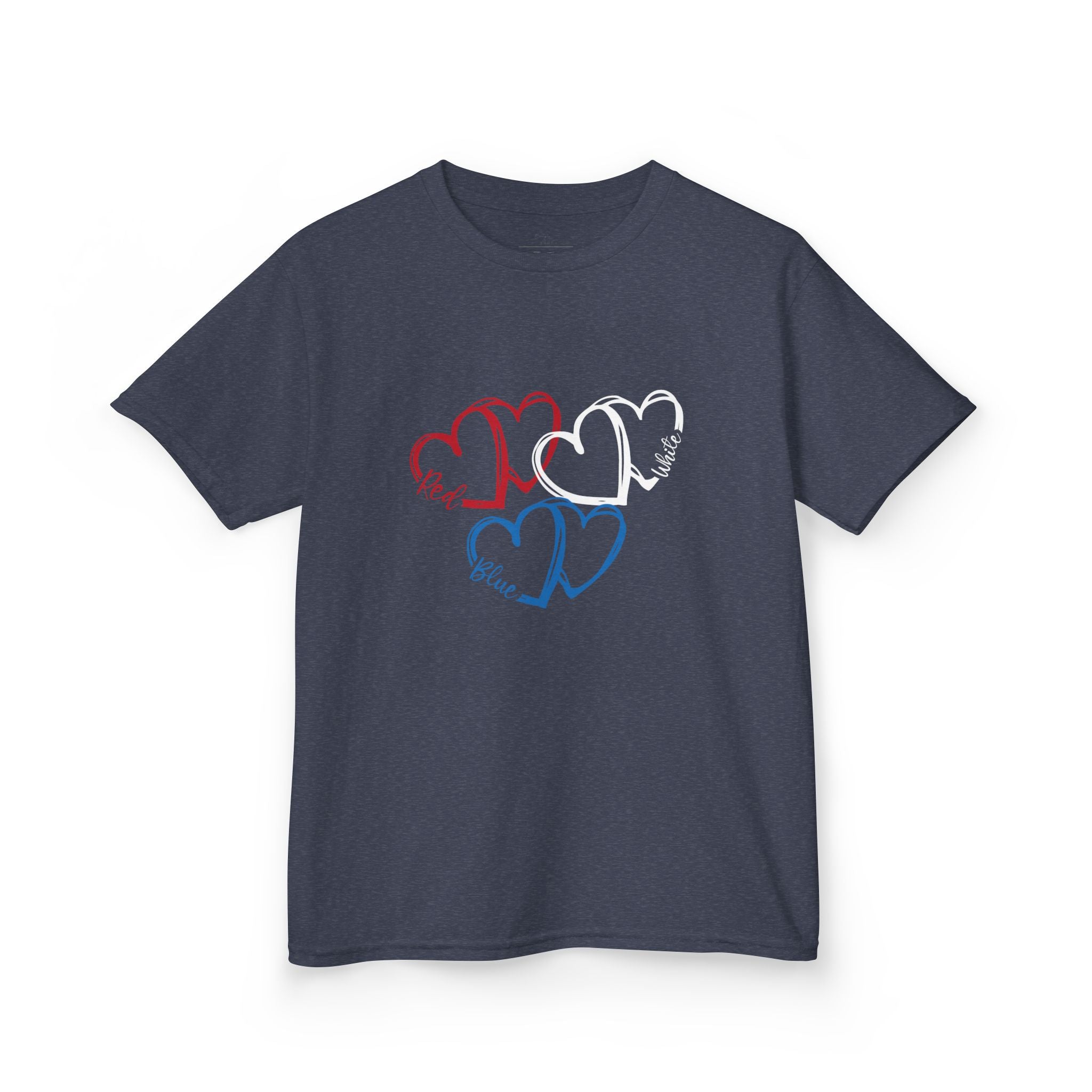 Youth, Kids Tee — Red & Blue Heart Sketches "You & Me" Casual Love Shirt