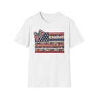 Patriotic Floral Flag T-Shirt — Americana Bow Stars & Stripes Top