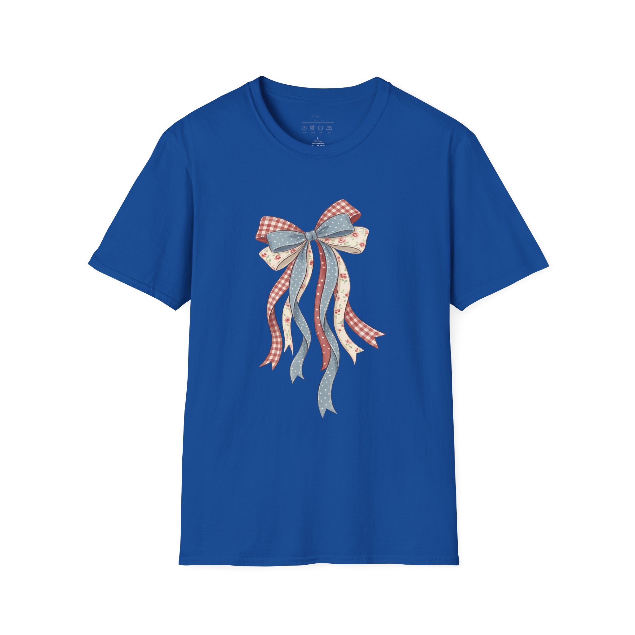 Bow Ribbon T-Shirt — Vintage Americana Floral & Gingham Bow Tee